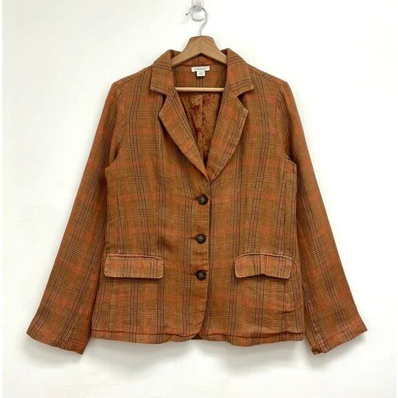Sundance Edson Hill Plaid Linen Blazer Floral Rustic Autumnal Pockets Blazer XS - Picture 1 of 12